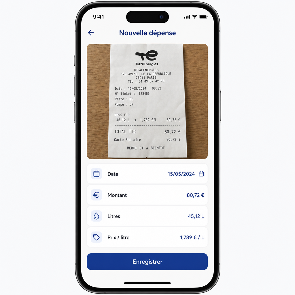 Scan d'un justificatif avec OCR dans AutoBudget