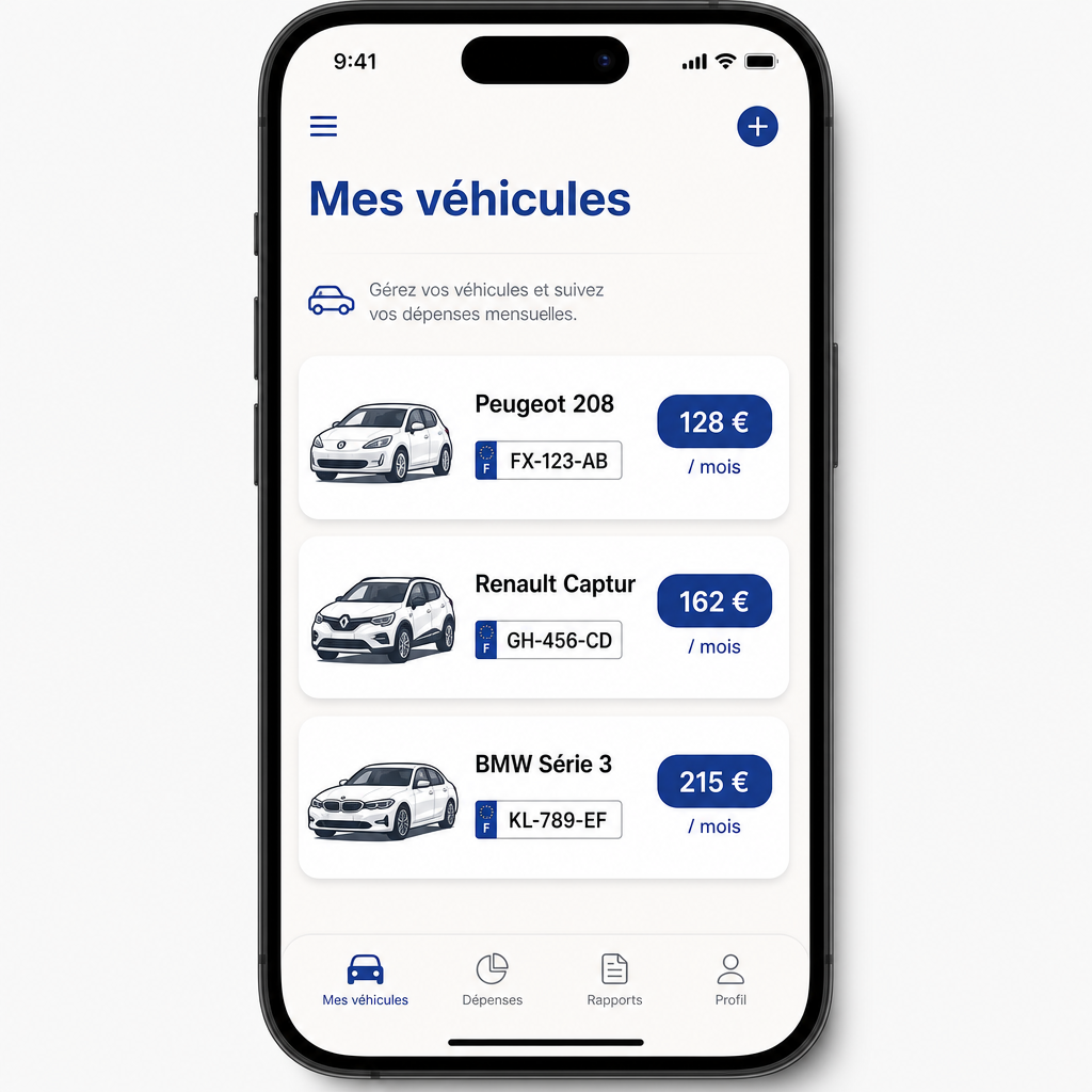 Liste des véhicules dans AutoBudget